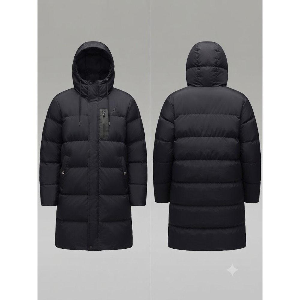 Jordan Essential Statement Down Parka Men M Black DA9805-010 Hooded Puffer